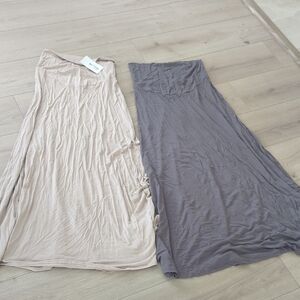 My bump Maternity Maxi Skirt in Cream and Gray Lot